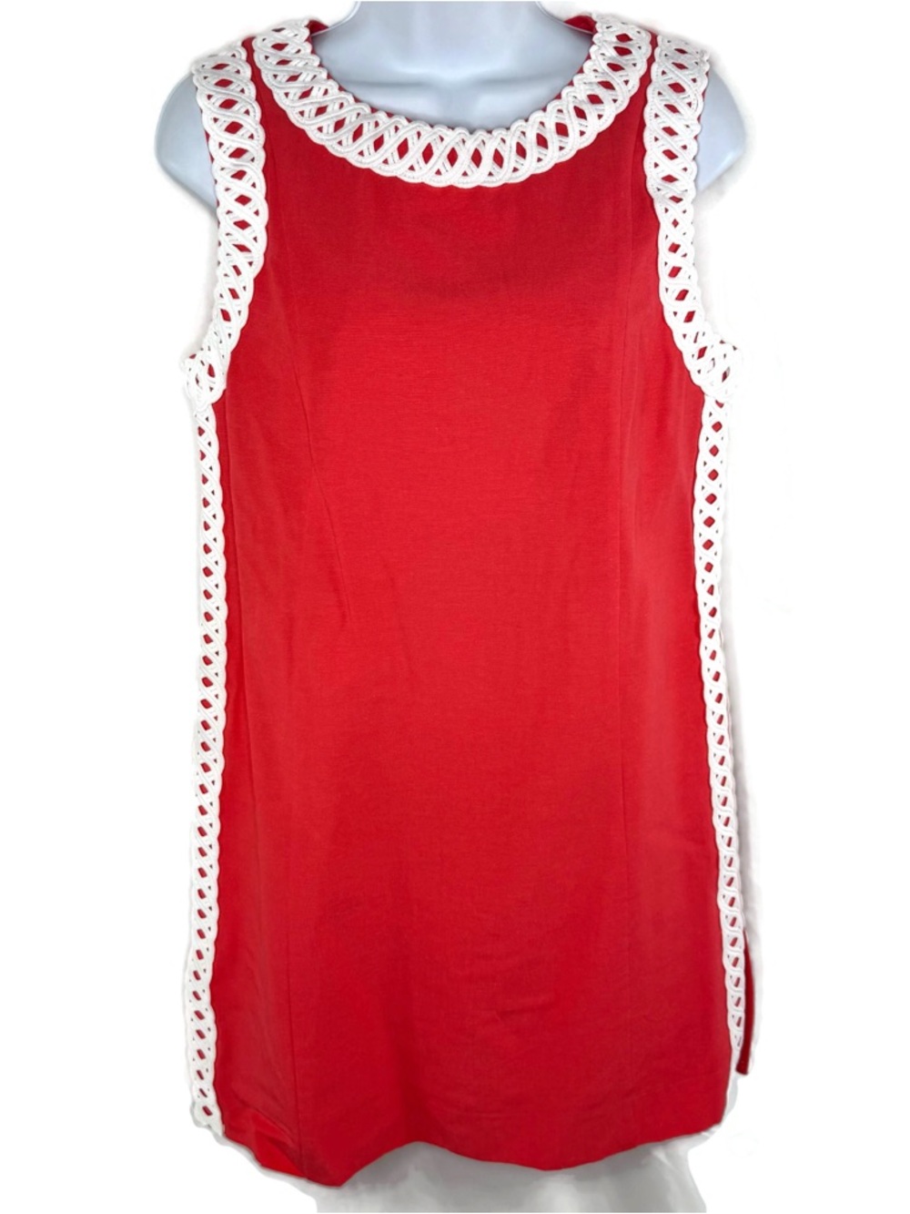 Lilly Pulitzer Coral Pink Shift Romper with White Eyelet Trim like New size 4 - Picture 2 of 10